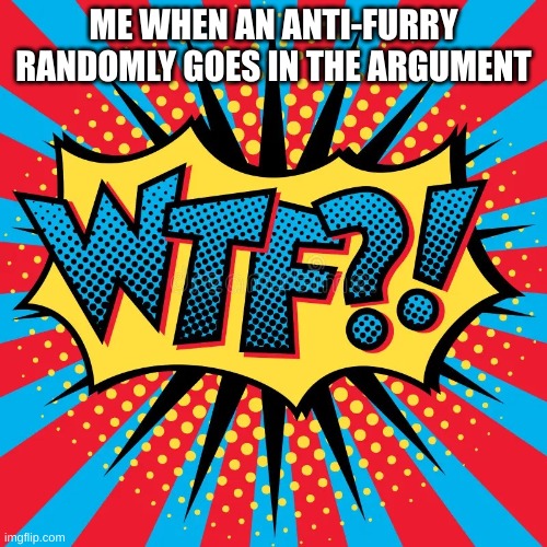 ME WHEN AN ANTI-FURRY RANDOMLY GOES IN THE ARGUMENT | image tagged in wtf | made w/ Imgflip meme maker