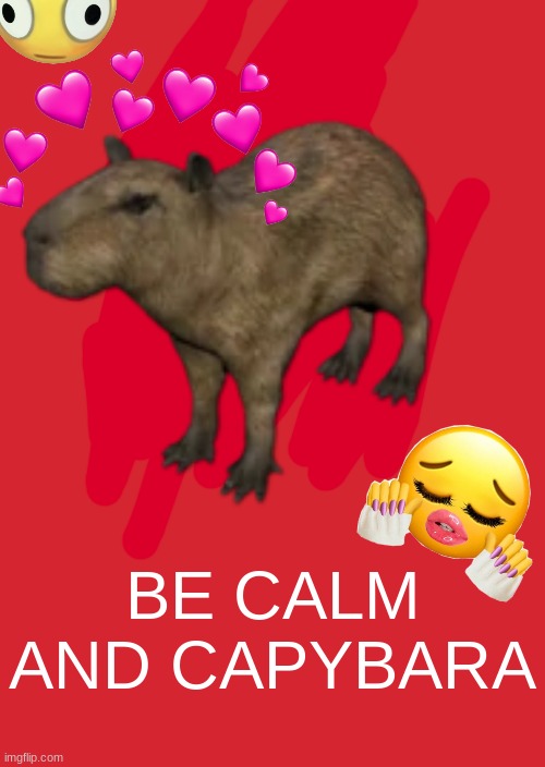 capybara | BE CALM AND CAPYBARA | image tagged in cute,kawaii | made w/ Imgflip meme maker