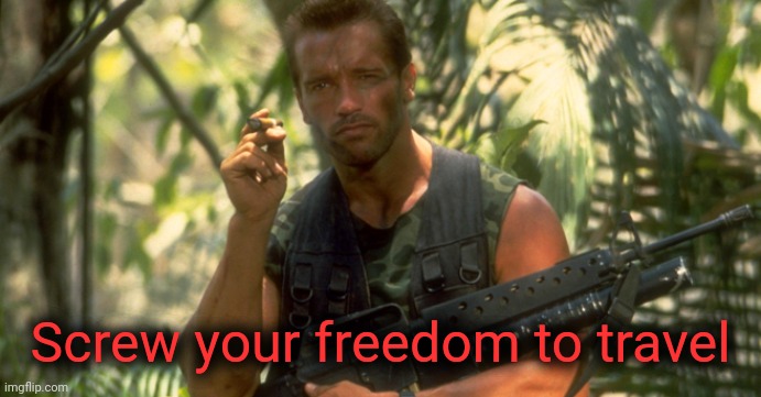 Arnold s | Screw your freedom to travel | image tagged in arnold s | made w/ Imgflip meme maker