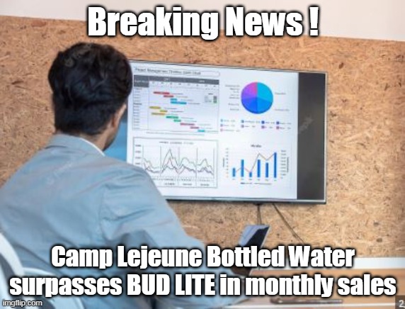 Worked out better than when they ripped GOYA Beans | Breaking News ! Camp Lejeune Bottled Water surpasses BUD LITE in monthly sales | image tagged in bud light camp lejeune water meme | made w/ Imgflip meme maker