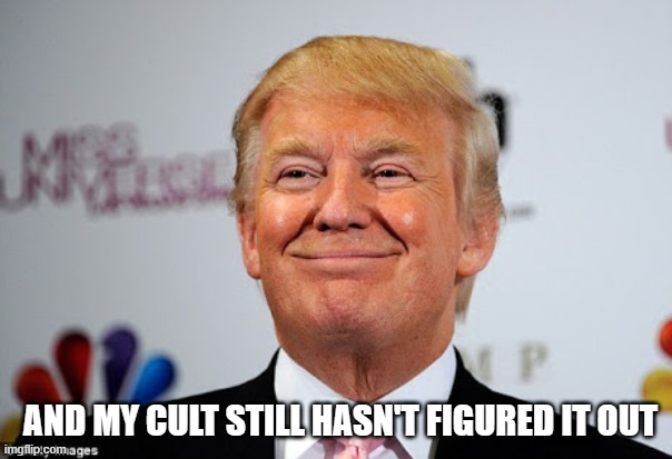 Donald trump approves | AND MY CULT STILL HASN'T FIGURED IT OUT | image tagged in donald trump approves | made w/ Imgflip meme maker