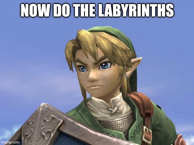 Link | NOW DO THE LABYRINTHS | image tagged in link | made w/ Imgflip meme maker