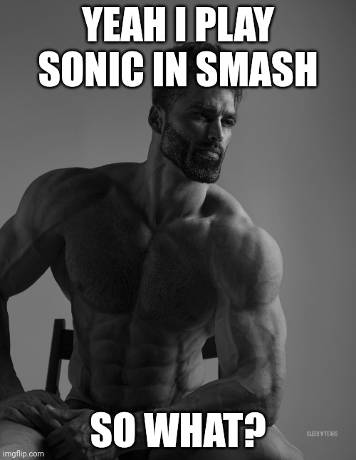 Giga Chad | YEAH I PLAY SONIC IN SMASH; SO WHAT? | image tagged in giga chad,gigachad,sonic the hedgehog,super smash bros,sonic | made w/ Imgflip meme maker