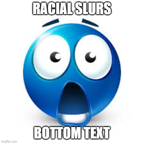 Shocked blue guy | RACIAL SLURS BOTTOM TEXT | image tagged in shocked blue guy | made w/ Imgflip meme maker