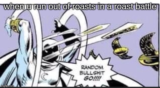 Random Bullshit Go | when u run out of roasts in a roast battle | image tagged in random bullshit go | made w/ Imgflip meme maker