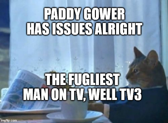 Paddy Gower | PADDY GOWER HAS ISSUES ALRIGHT; THE FUGLIEST MAN ON TV, WELL TV3 | image tagged in i should buy a boat cat,issues,daddy issues,fugly,creepy guy,new zealand | made w/ Imgflip meme maker