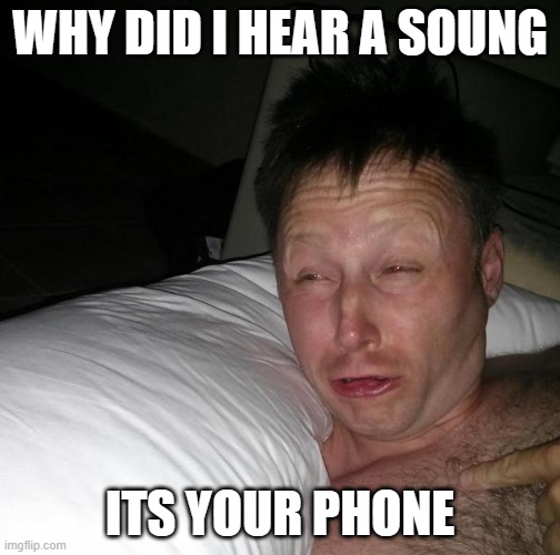 Limmy waking up | WHY DID I HEAR A SOUNG; ITS YOUR PHONE | image tagged in limmy waking up | made w/ Imgflip meme maker