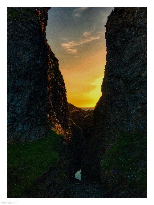 Sunset | image tagged in sunset,ballintoy,north antrim coast,game of thrones,location | made w/ Imgflip meme maker