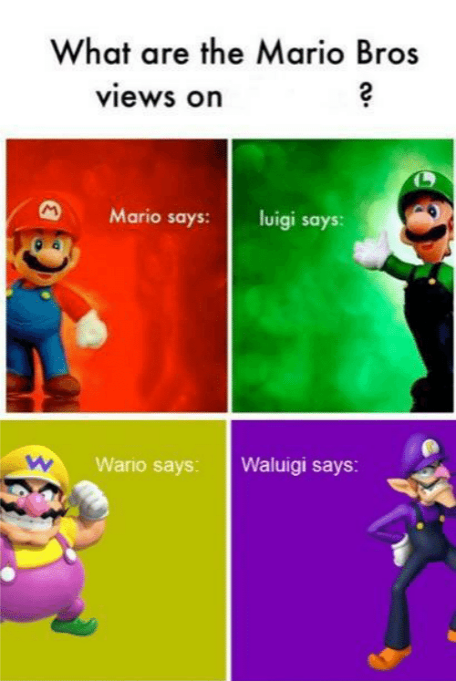 Mario bros views Wario Waluigi Blank Meme Template