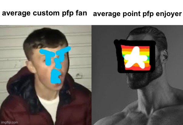 Average Enjoyer meme | average custom pfp fan; average point pfp enjoyer | image tagged in average enjoyer meme | made w/ Imgflip meme maker