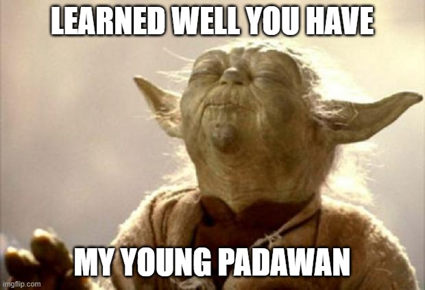 learned well you have my young padawan | LEARNED WELL YOU HAVE; MY YOUNG PADAWAN | image tagged in yoda smell | made w/ Imgflip meme maker