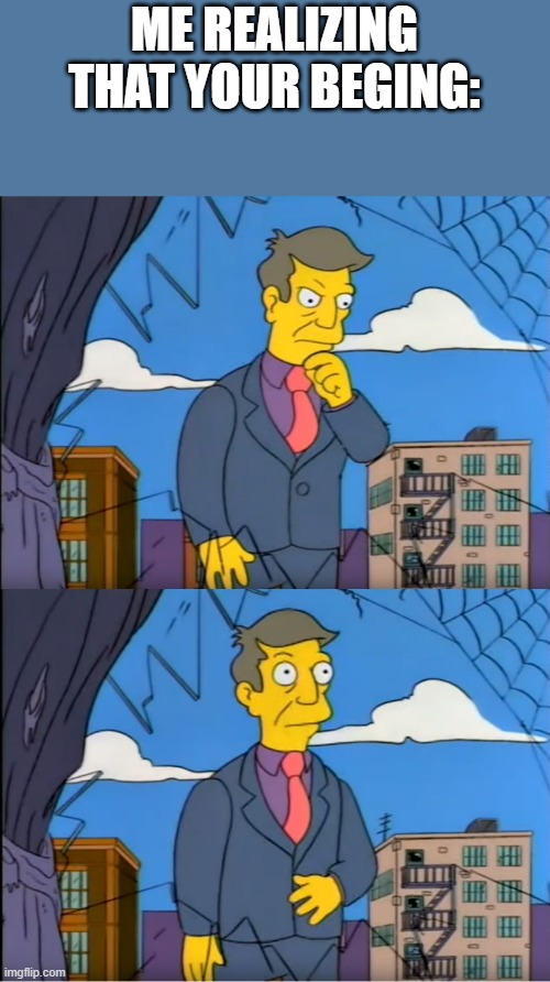 Skinner Out Of Touch | ME REALIZING THAT YOUR BEGING: | image tagged in skinner out of touch | made w/ Imgflip meme maker