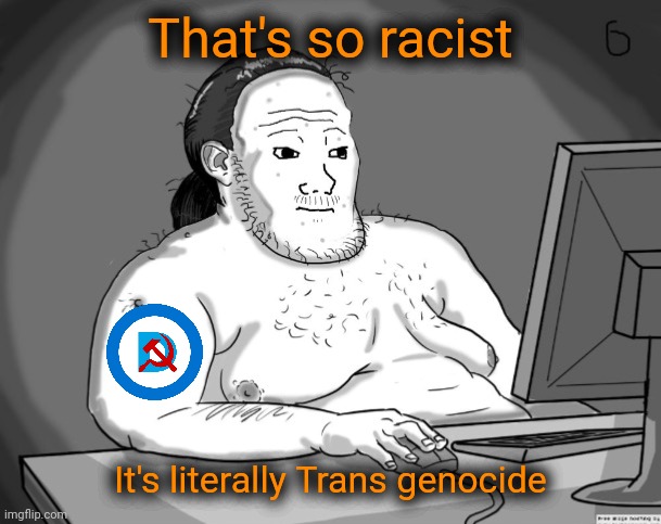 Average Redditor | That's so racist It's literally Trans genocide | image tagged in average redditor | made w/ Imgflip meme maker