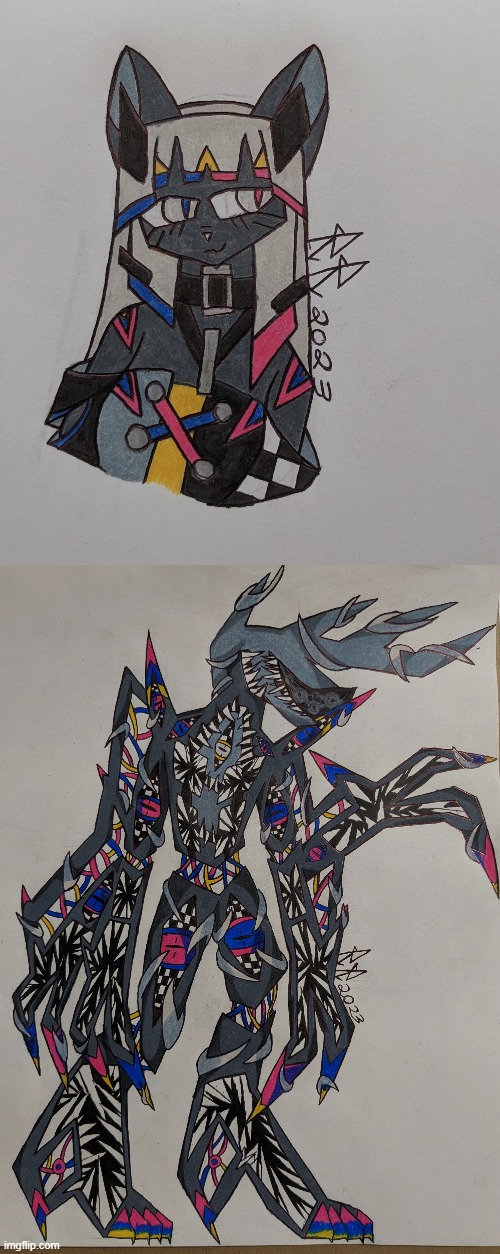 Azayaka and her wack demon form | image tagged in demon form took an embaressingly long time to finish,i ran out of actual drawing pens now time to use regular ones | made w/ Imgflip meme maker