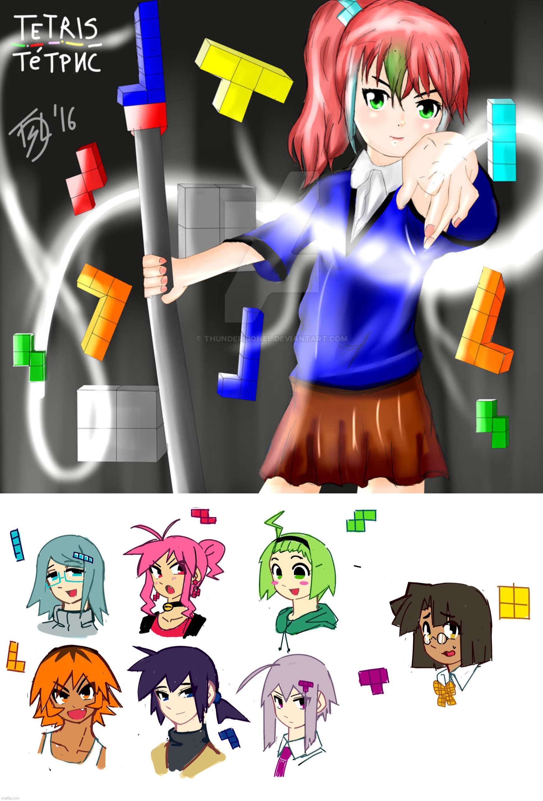 Tetris-tan and her forms | image tagged in tetris | made w/ Imgflip meme maker