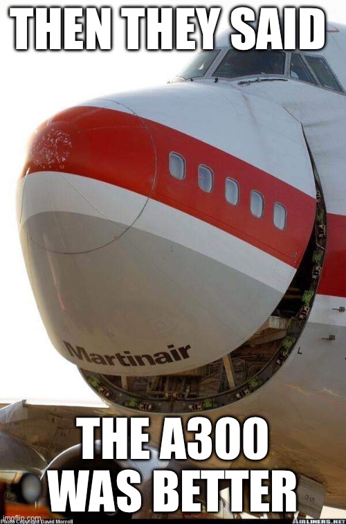 747 laugh | THEN THEY SAID; THE A300 WAS BETTER | image tagged in 747 laugh | made w/ Imgflip meme maker
