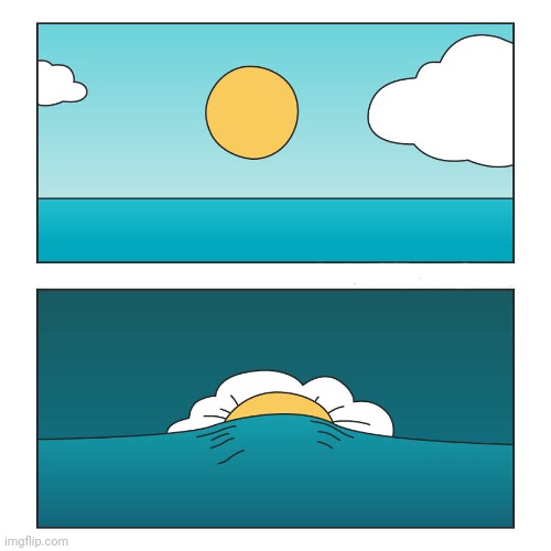 Sunset: The Sun's bedtime | image tagged in sunset,sun,bed,bedtime,comics,comics/cartoons | made w/ Imgflip meme maker