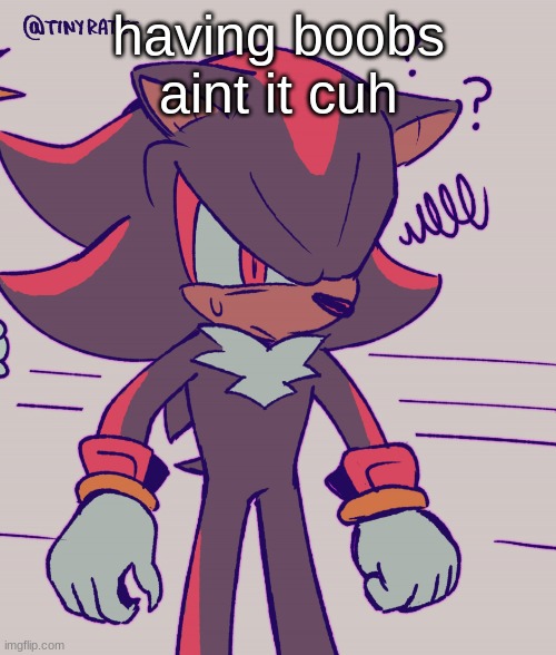 confused shadow | having boobs aint it cuh | image tagged in confused shadow | made w/ Imgflip meme maker
