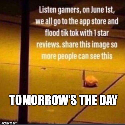 It literally says share this image so other people could see this so I’m not reposting without permission | TOMORROW’S THE DAY | image tagged in tik tok sucks | made w/ Imgflip meme maker