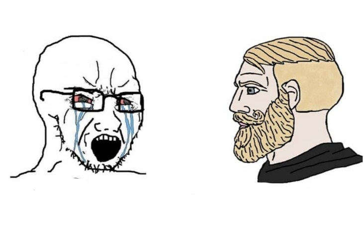 High Quality Chad vs crying mask Blank Meme Template