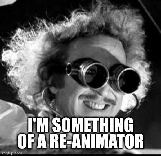 Mad Scientist | I'M SOMETHING OF A RE-ANIMATOR | image tagged in mad scientist | made w/ Imgflip meme maker