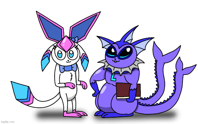 sylceon and leroy (drawn by PT) | image tagged in sylceon and leroy drawn by pt | made w/ Imgflip meme maker