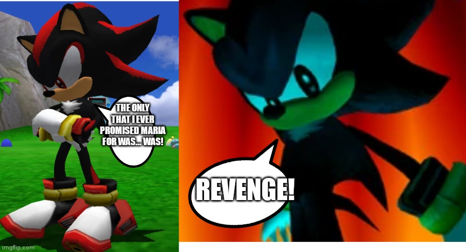Shadow promised Maria for revenge | THE ONLY THAT I EVER PROMISED MARIA FOR WAS... WAS! REVENGE! | image tagged in funny memes,shadow,shadow the hedgehog,sa2 memes,revenge,maria | made w/ Imgflip meme maker
