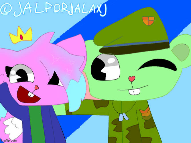 flippy x kitty drawn by jal/bli | image tagged in flippy x kitty drawn by jal/bli | made w/ Imgflip meme maker