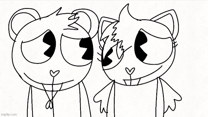 flippy and kitty drawn by reddma | image tagged in flippy and kitty drawn by reddma | made w/ Imgflip meme maker