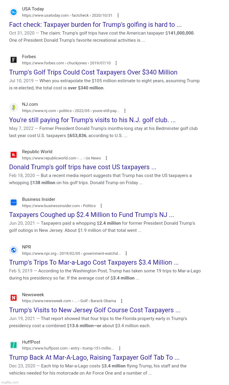 Trump golf trips cost | image tagged in trump,donald trump,golf,articles,trump articles,trump golf trips | made w/ Imgflip meme maker