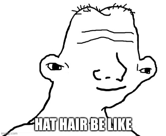 Wojak dumb | HAT HAIR BE LIKE | image tagged in wojak dumb | made w/ Imgflip meme maker