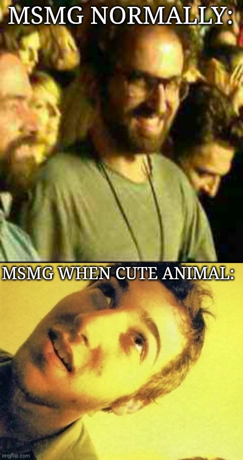 MSMG NORMALLY:; MSMG WHEN CUTE ANIMAL: | made w/ Imgflip meme maker