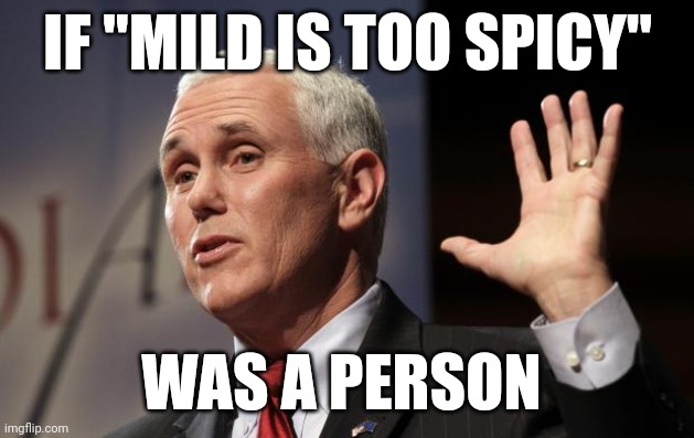  Mike Pence RFRA | IF "MILD IS TOO SPICY"; WAS A PERSON | image tagged in mike pence rfra | made w/ Imgflip meme maker