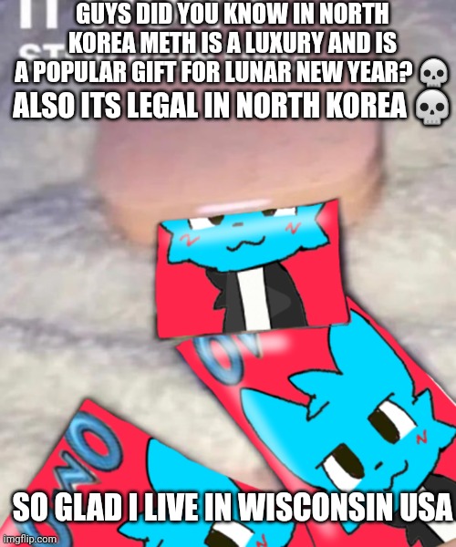 ☕☕☕☕☕☕ | GUYS DID YOU KNOW IN NORTH KOREA METH IS A LUXURY AND IS A POPULAR GIFT FOR LUNAR NEW YEAR? 💀; ALSO ITS LEGAL IN NORTH KOREA 💀; SO GLAD I LIVE IN WISCONSIN USA | image tagged in it won't stop printing | made w/ Imgflip meme maker