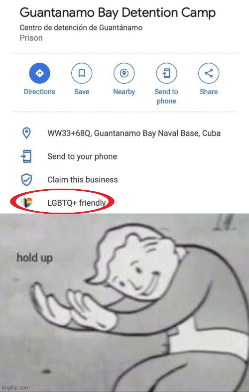 "LGBTQ+ friendly". Why, sure it is! | image tagged in fallout hold up,lgbtq,memes,dark humor,funny,stop reading the tags | made w/ Imgflip meme maker