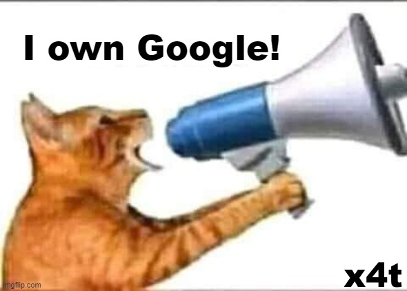 Cat owns google??? | I own Google! | image tagged in something | made w/ Imgflip meme maker