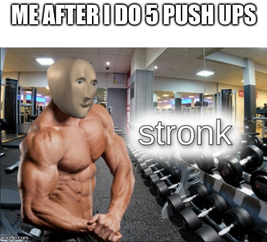 stronks | ME AFTER I DO 5 PUSH UPS | image tagged in stronks | made w/ Imgflip meme maker