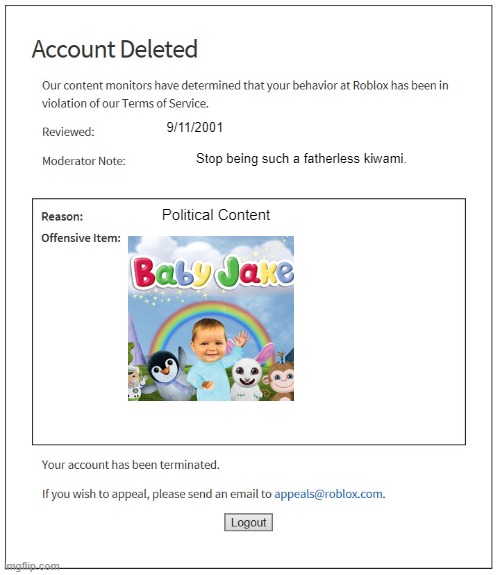 When my roblox account gets banned - Imgflip