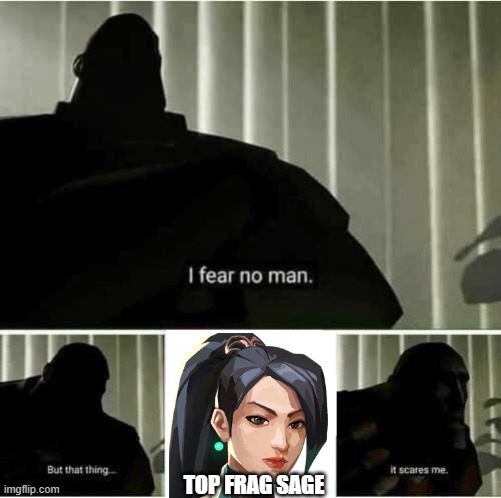 they are scary | TOP FRAG SAGE | image tagged in i fear no man,valorant | made w/ Imgflip meme maker