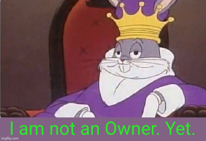 Bugs Bunny King | I am not an Owner. Yet. | image tagged in bugs bunny king | made w/ Imgflip meme maker