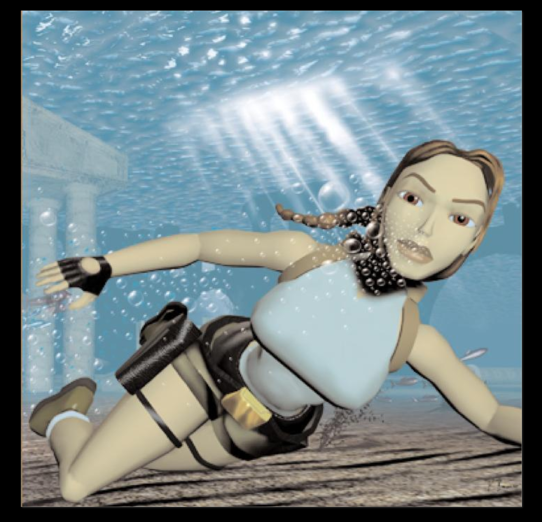 Lara Croft swimming Blank Meme Template