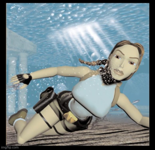 Lara Croft Swimming | image tagged in lara croft swimming | made w/ Imgflip meme maker