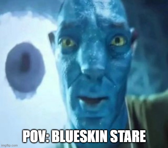 blueskin stare | POV: BLUESKIN STARE | image tagged in avatar guy | made w/ Imgflip meme maker