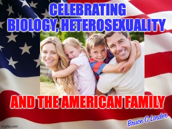 It's Pride Month. Celebrate you. | CELEBRATING BIOLOGY, HETEROSEXUALITY; AND THE AMERICAN FAMILY; Bruce C Linder | image tagged in celebrate,heterosexual,biological,america,family,pride | made w/ Imgflip meme maker