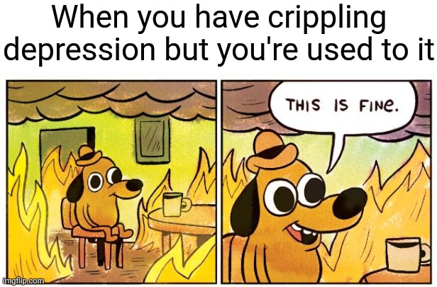 This Is Fine | When you have crippling depression but you're used to it | image tagged in memes,this is fine | made w/ Imgflip meme maker