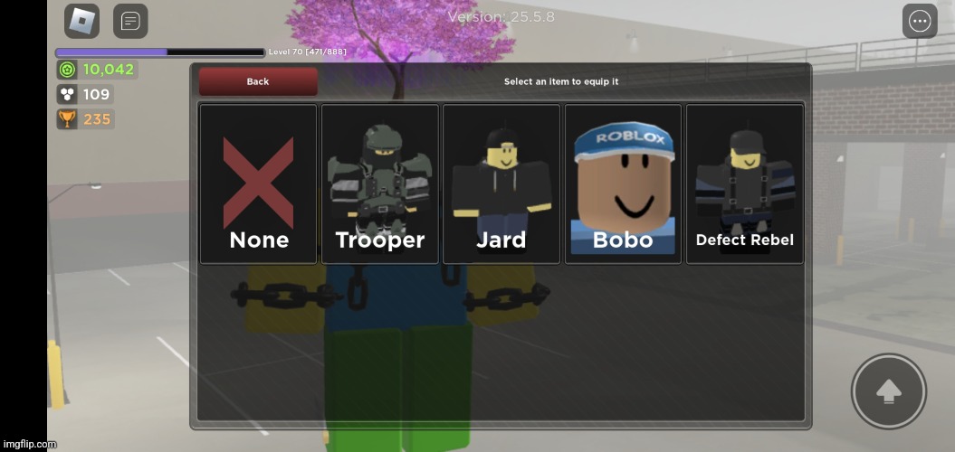 I got them all! | image tagged in evade,trooper,jard,bobo,defect rebel,roblox | made w/ Imgflip meme maker