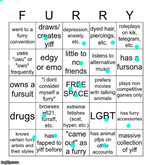 ....cause yea | image tagged in furry bingo v2 | made w/ Imgflip meme maker