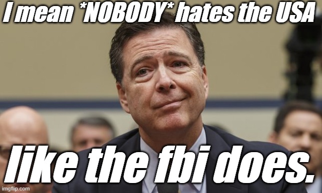 Comey Don't Know | I mean *NOBODY* hates the USA like the fbi does. | image tagged in comey don't know | made w/ Imgflip meme maker