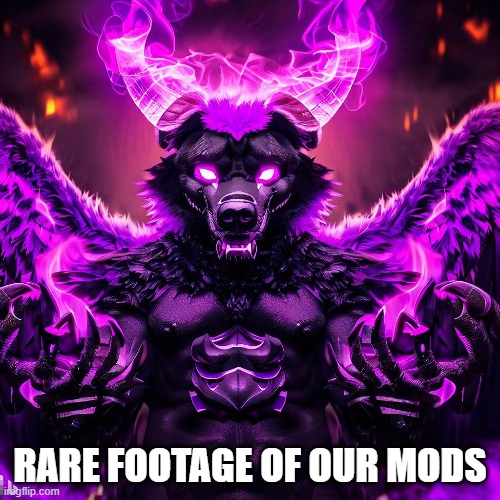 Art AI generated by me [Filius would like to know why this is no longer NSFW] | RARE FOOTAGE OF OUR MODS | image tagged in mods,furry | made w/ Imgflip meme maker