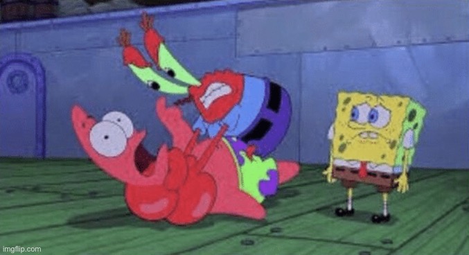 Mr. Krabs Choking Patrick | image tagged in mr krabs choking patrick | made w/ Imgflip meme maker